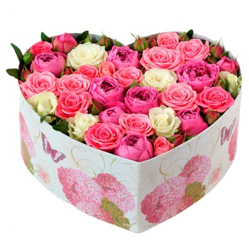 Цветы в шляпной коробке «Поцелуй»