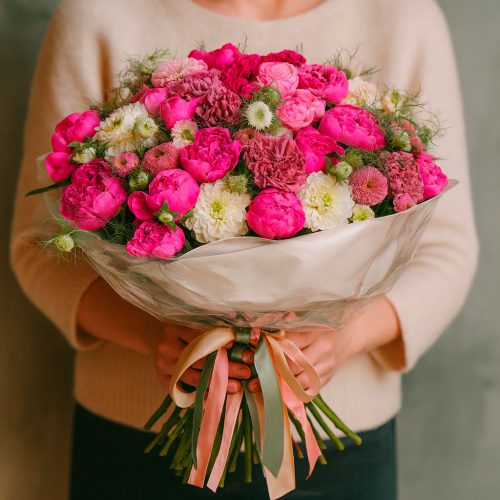 Букет цветов «Розовый миг»
