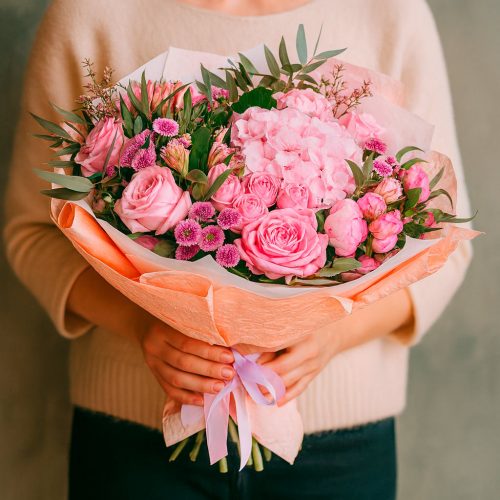 Флористический букет «Розовая мечта»